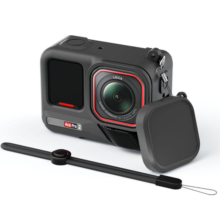 Funda protectora de silicona con correa para la muñeca y tapa del objetivo para la Insta360 Ace Pro 2, For Insta360 Ace Pro 2