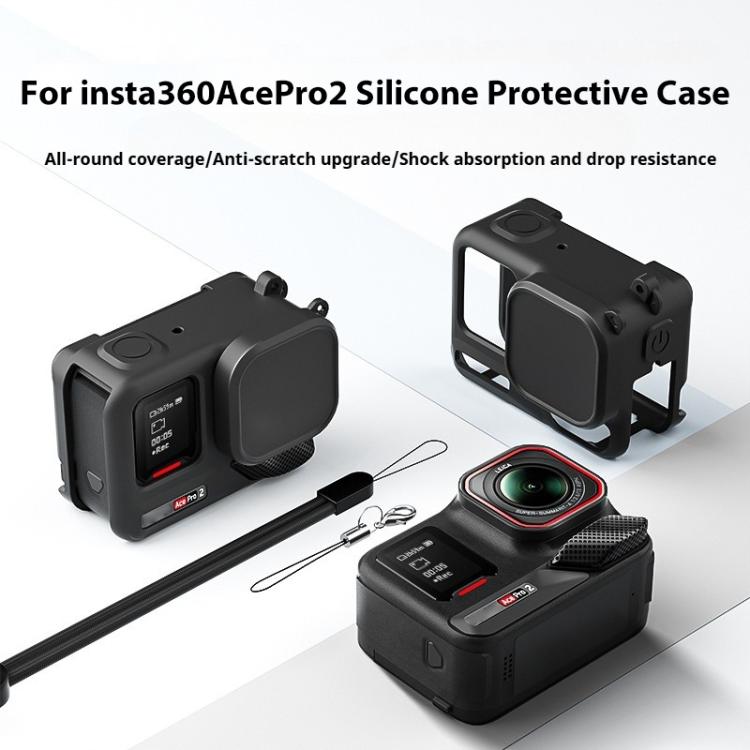 Funda protectora de silicona con correa para la muñeca y tapa del objetivo para la Insta360 Ace Pro 2, For Insta360 Ace Pro 2