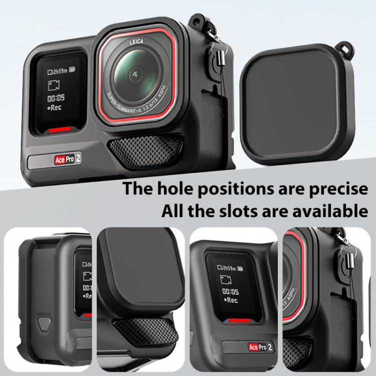 Funda protectora de silicona con correa para la muñeca y tapa del objetivo para la Insta360 Ace Pro 2, For Insta360 Ace Pro 2