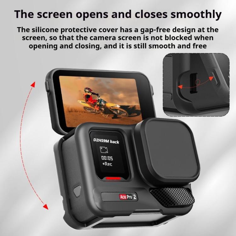 Funda protectora de silicona con correa para la muñeca y tapa del objetivo para la Insta360 Ace Pro 2, For Insta360 Ace Pro 2