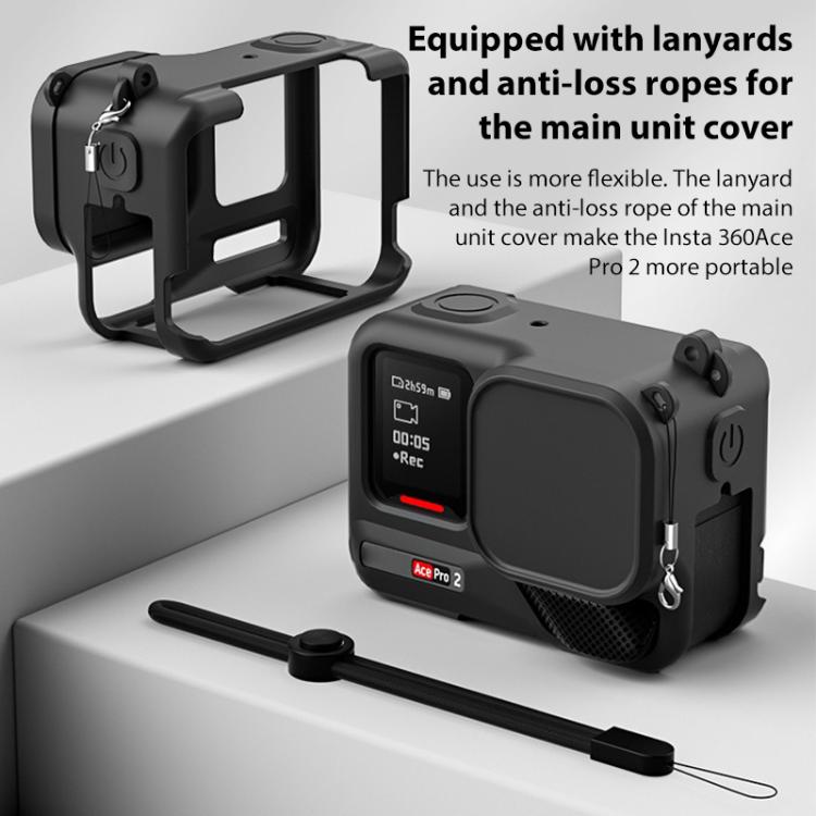 Funda protectora de silicona con correa para la muñeca y tapa del objetivo para la Insta360 Ace Pro 2, For Insta360 Ace Pro 2