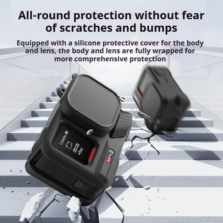 Funda protectora de silicona con correa para la muñeca y tapa del objetivo para la Insta360 Ace Pro 2, For Insta360 Ace Pro 2