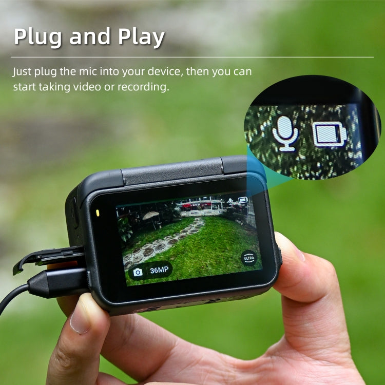 Micrófono de grabación tipo C con clip de solapa para Insta360 Ace/Ace Pro, Lavalier Clip Microphone