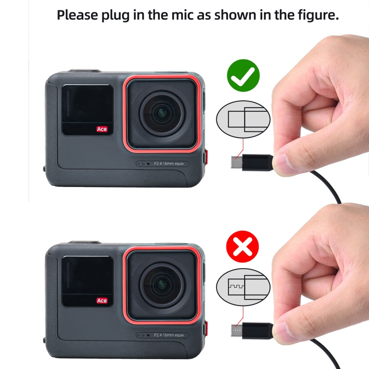 Micrófono de grabación tipo C con clip de solapa para Insta360 Ace/Ace Pro, Lavalier Clip Microphone