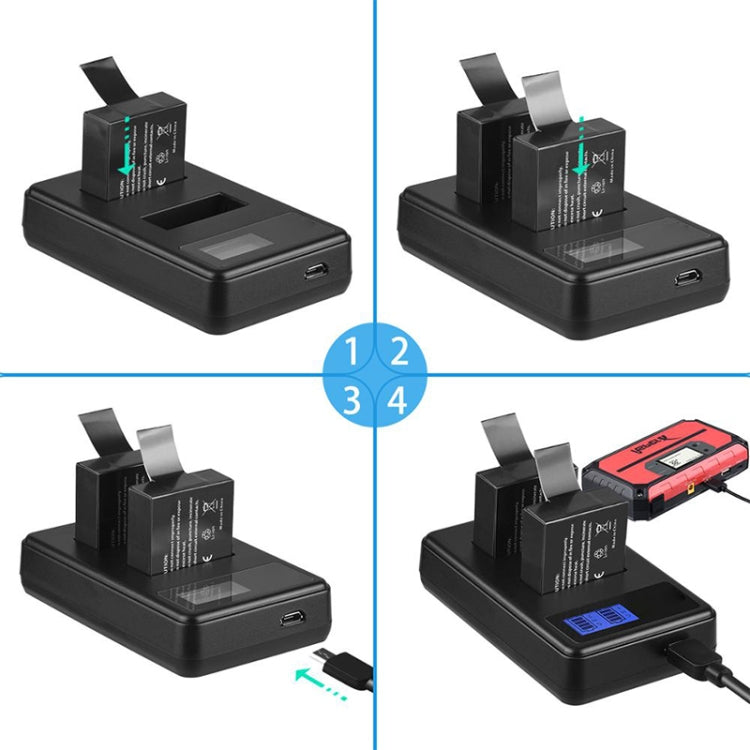 SJCAM SJ7000 / SJ6000 / SJ5000 / SJ4000 Batería Pantalla LCD Cargador de baterías duales, muestra la capacidad de carga, For SJCAM SJ7000