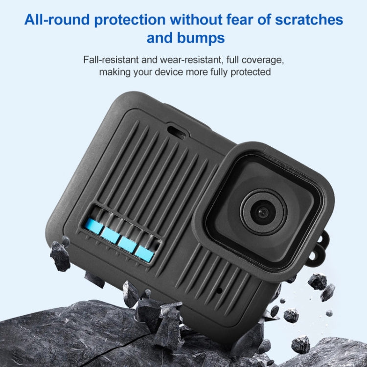 Funda protectora de silicona para GoPro HERO 2024, cubierta de interfaz lateral con correa para la muñeca y cubierta de lente, Silicone Case Side Interface Cover