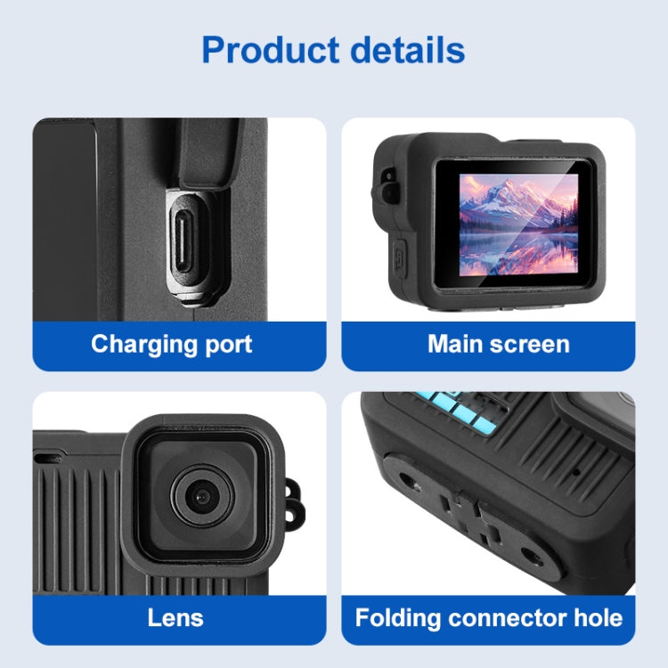 Funda protectora de silicona para GoPro HERO 2024, cubierta de interfaz lateral con correa para la muñeca y cubierta de lente, Silicone Case Side Interface Cover