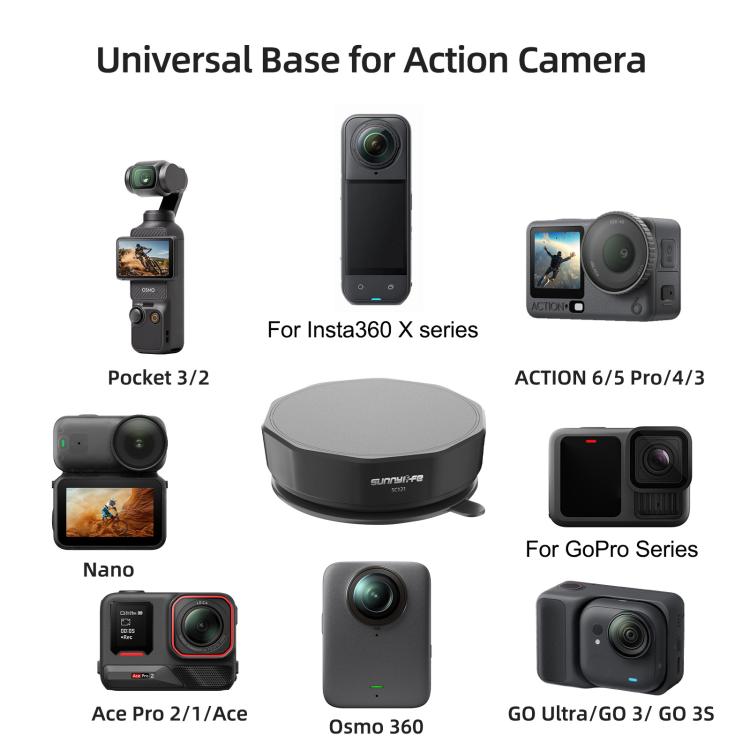 Base adaptadora de ventosa universal Sunnylife con fuerte succión para cámaras de acción