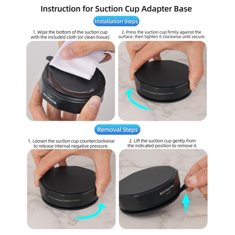Base adaptadora de ventosa universal Sunnylife con fuerte succión para cámaras de acción