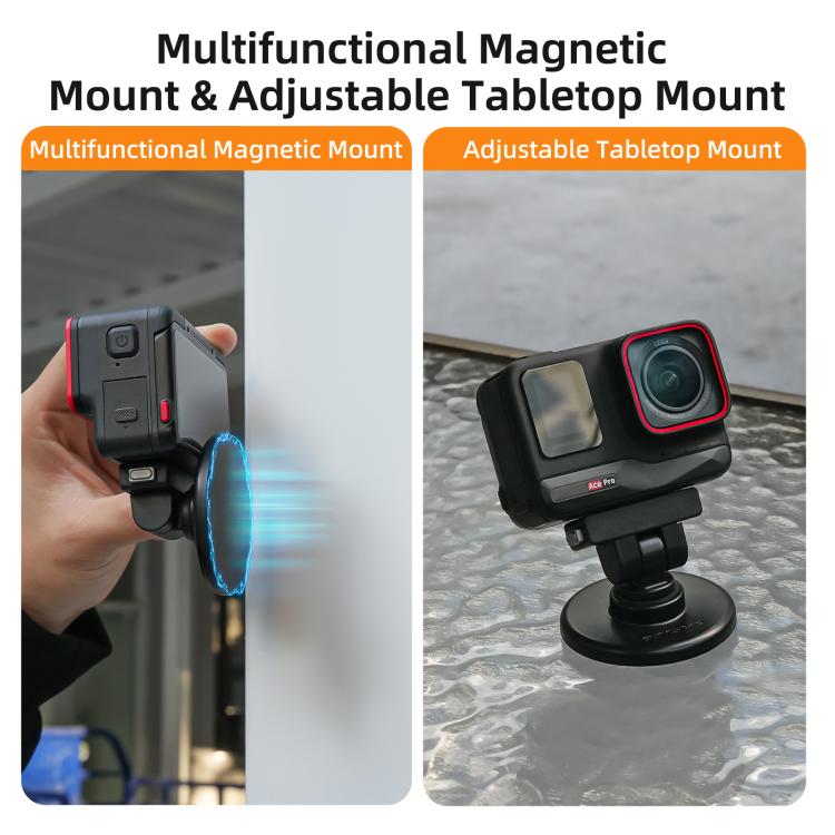 Soporte de base magnética de liberación rápida Sunnylife de 1/4" con inclinación ajustable de 180° para mesa Insta360 X4 Air / X5 / Ace / Ace Pro 2 / 1, DZ-142 For Insta360 X4 Air / X5