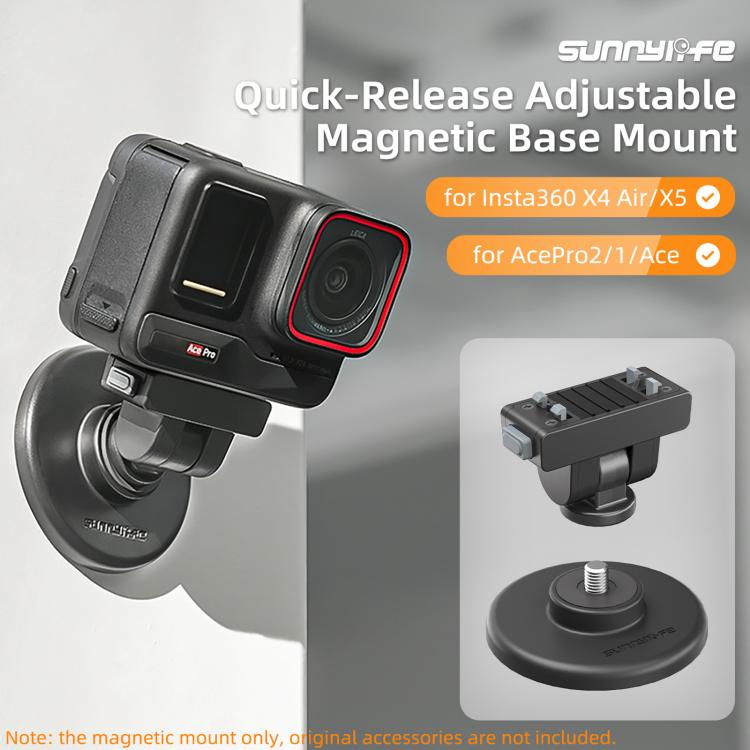 Soporte de base magnética de liberación rápida Sunnylife de 1/4" con inclinación ajustable de 180° para mesa Insta360 X4 Air / X5 / Ace / Ace Pro 2 / 1, DZ-142 For Insta360 X4 Air / X5
