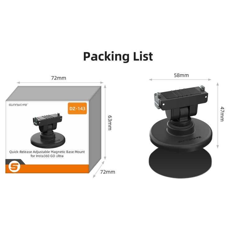 Soporte de base magnética de liberación rápida Sunnylife de 1/4" con inclinación ajustable de 180° para mesa, compatible con Insta360 GO Ultra., DZ-143 For Insta360 GO Ultra