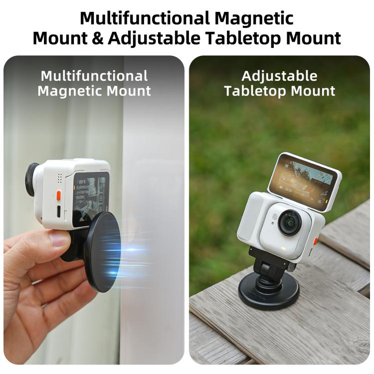 Soporte de base magnética de liberación rápida Sunnylife de 1/4" con inclinación ajustable de 180° para mesa, compatible con Insta360 GO Ultra., DZ-143 For Insta360 GO Ultra