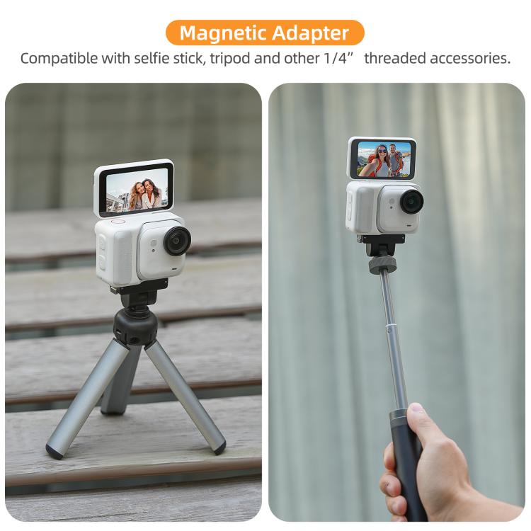 Soporte de base magnética de liberación rápida Sunnylife de 1/4" con inclinación ajustable de 180° para mesa, compatible con Insta360 GO Ultra., DZ-143 For Insta360 GO Ultra
