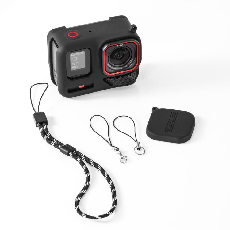 Funda de silicona STARTRC para Insta360 Ace Pro 2 con tapa de lente y cordón.