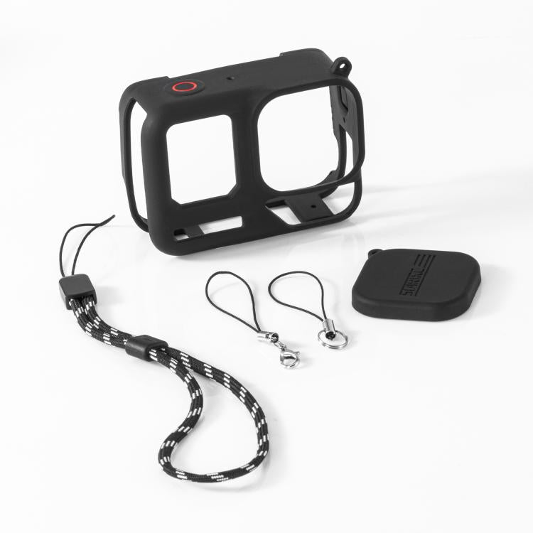 Funda de silicona STARTRC para Insta360 Ace Pro 2 con tapa de lente y cordón.