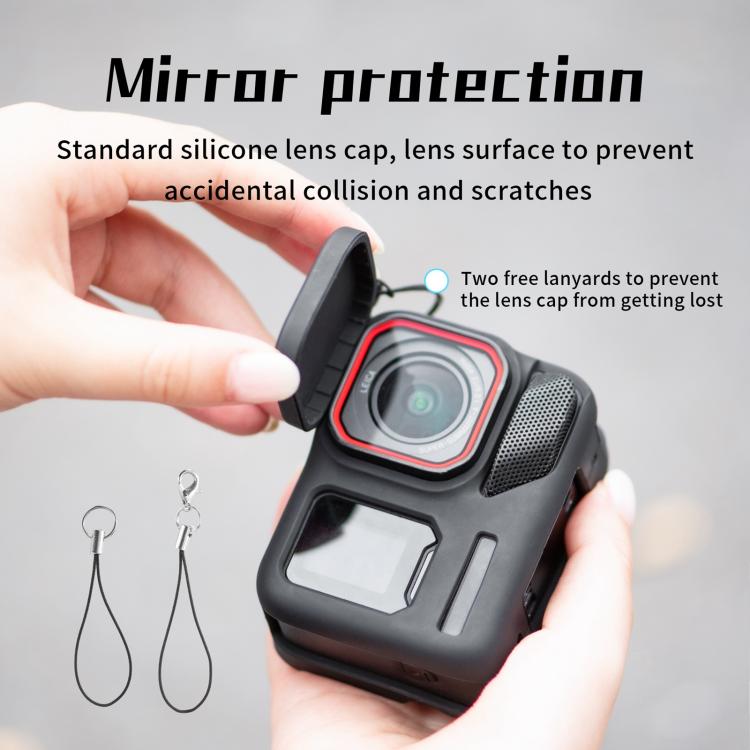 Funda de silicona STARTRC para Insta360 Ace Pro 2 con tapa de lente y cordón.