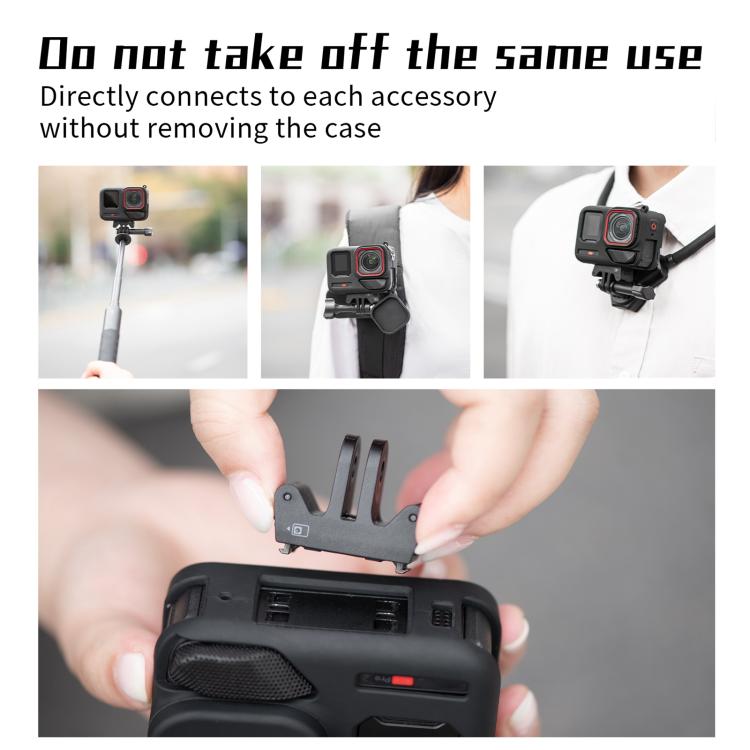 Funda de silicona STARTRC para Insta360 Ace Pro 2 con tapa de lente y cordón.