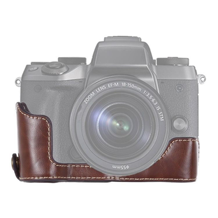 Base de media funda para cámara de cuero PU con rosca de 1/4 de pulgada para Canon EOS M5, For Canon M5