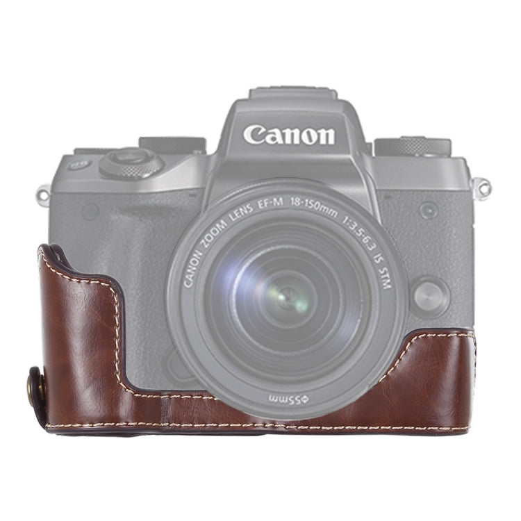 Base de media funda para cámara de cuero PU con rosca de 1/4 de pulgada para Canon EOS M5, For Canon M5