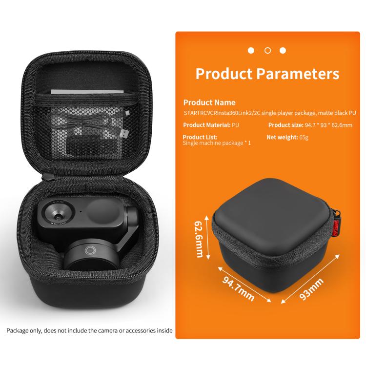 Bolsa de almacenamiento portátil de PU con textura de diamante para Insta360 Link 2 / 2C / 2 Pro STARTRC Mini, For Insta360 Link 2