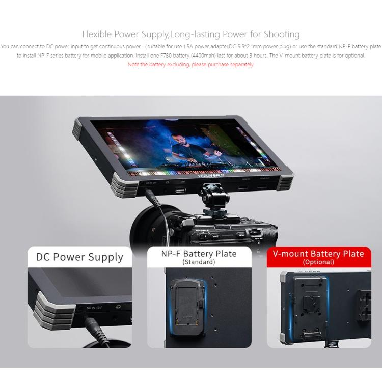 Monitor de campo para cámara DSLR FEELWORLD T10 de 10,1 pulgadas, de aluminio, con pantalla táctil y HDMI 4K, T10