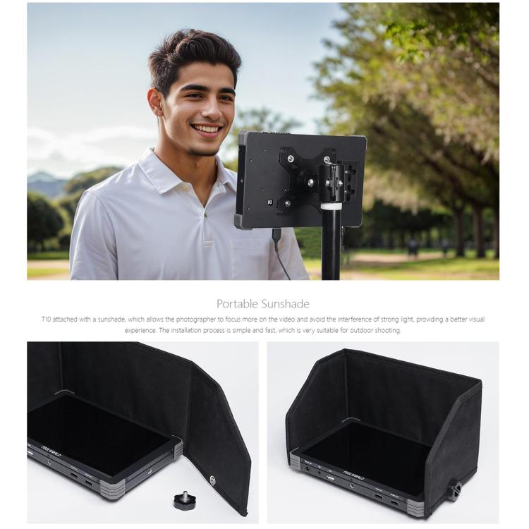 Monitor de campo para cámara DSLR FEELWORLD T10 de 10,1 pulgadas, de aluminio, con pantalla táctil y HDMI 4K, T10