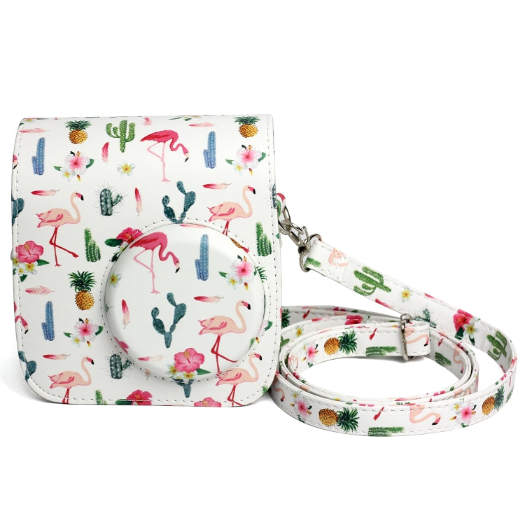 Funda protectora de cuero PU con diseño de Cactus y flamenco para cámara FUJIFILM Instax Mini 7S / 7C, Flamingo Cactus