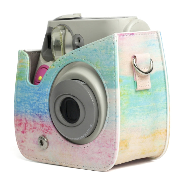 Funda protectora de cuero PU con patrón de pintura al óleo de arcoíris para cámara FUJIFILM Instax Mini 7S / 7C, Rainbow Oil