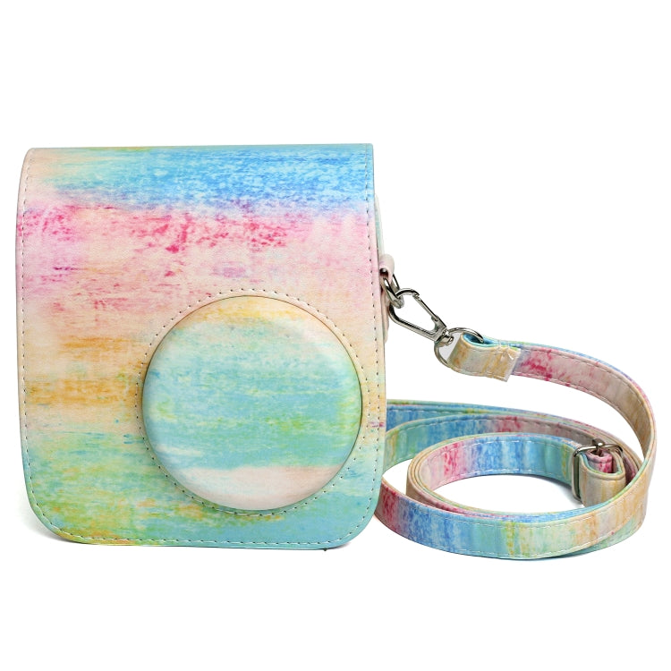 Funda protectora de cuero PU con patrón de pintura al óleo de arcoíris para cámara FUJIFILM Instax Mini 7S / 7C, Rainbow Oil