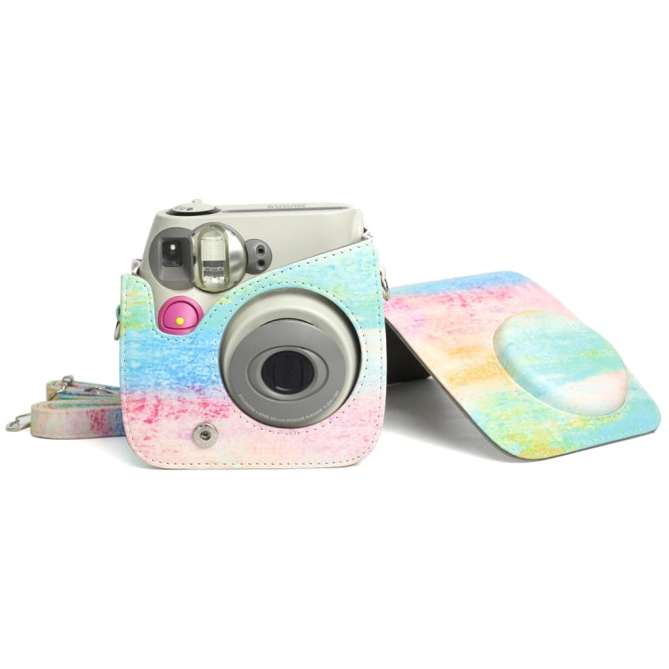 Funda protectora de cuero PU con patrón de pintura al óleo de arcoíris para cámara FUJIFILM Instax Mini 7S / 7C, Rainbow Oil