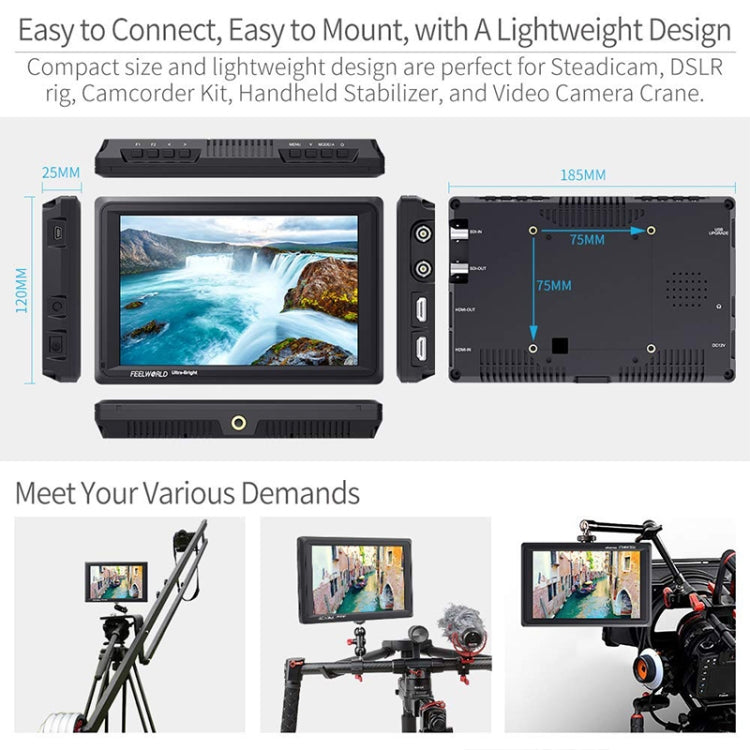 FEELWORLD FW279S 1920×1200 HDMI Monitor de campo con cámara de 7 pulgadas, FW279S