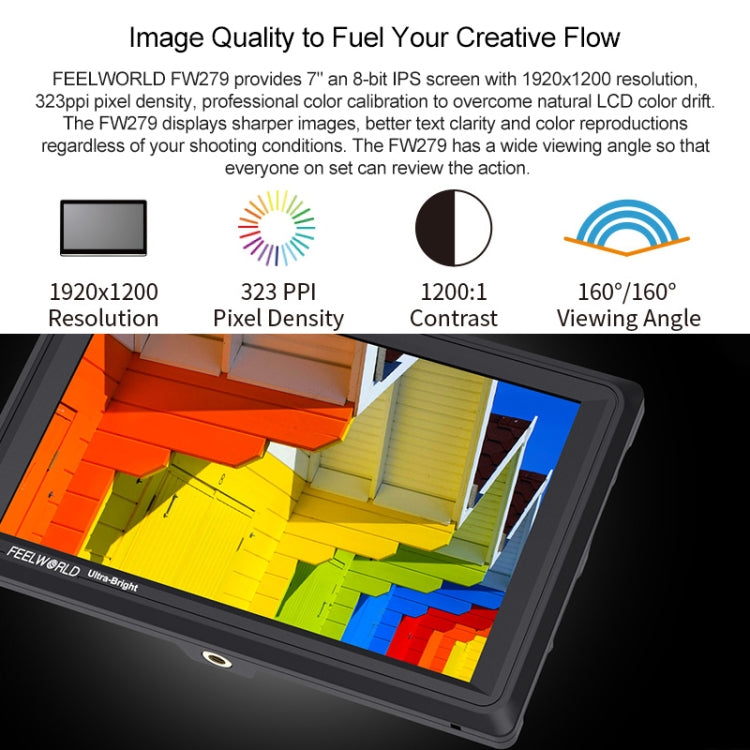 FEELWORLD FW279S 1920×1200 HDMI Monitor de campo con cámara de 7 pulgadas, FW279S