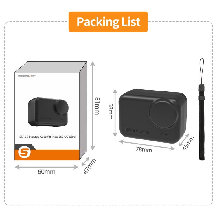 Estuche protector portátil Sunnylife para Insta360 GO Ultra, a prueba de golpes y polvo, con cordón., For Insta360 GO Ultra