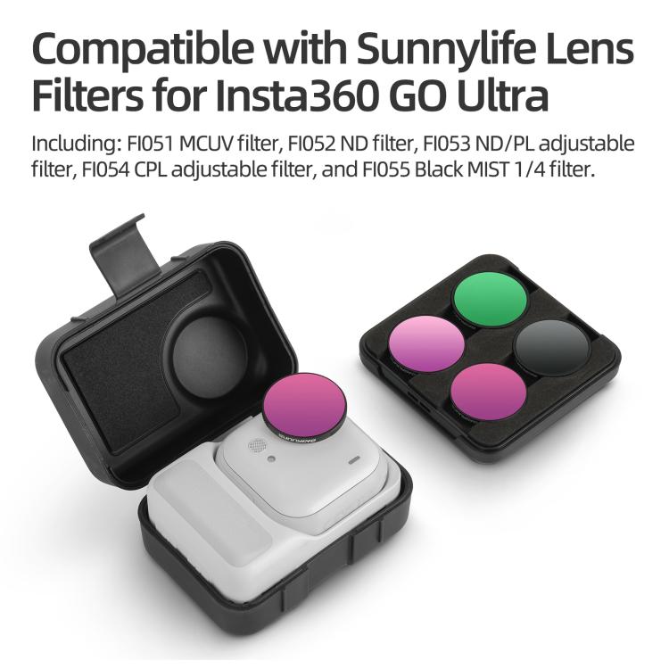 Estuche protector portátil Sunnylife para Insta360 GO Ultra, a prueba de golpes y polvo, con cordón., For Insta360 GO Ultra