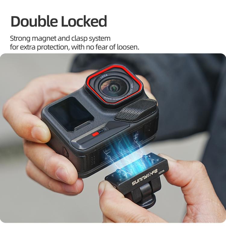 Adaptador de liberación rápida magnético Sunnylife de 1/4" con inclinación ajustable de 180° para palo selfie, compatible con Insta360 X4 Air / X5 / Ace Pro 2 / 1 / Ace., AD136 For Insta360 X4 Air / X5