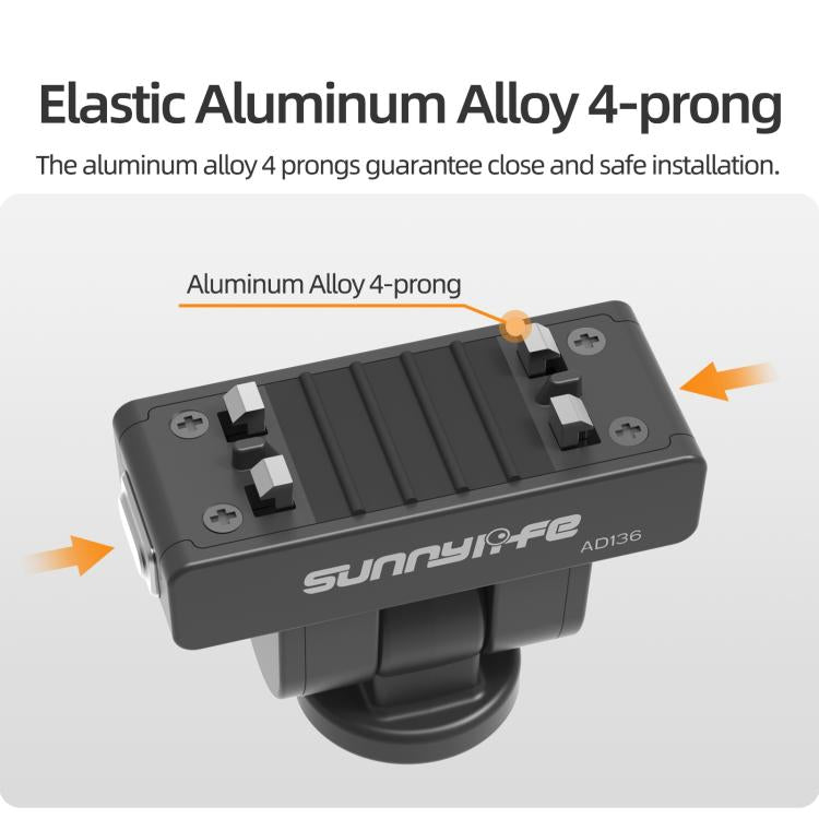 Adaptador de liberación rápida magnético Sunnylife de 1/4" con inclinación ajustable de 180° para palo selfie, compatible con Insta360 X4 Air / X5 / Ace Pro 2 / 1 / Ace., AD136 For Insta360 X4 Air / X5