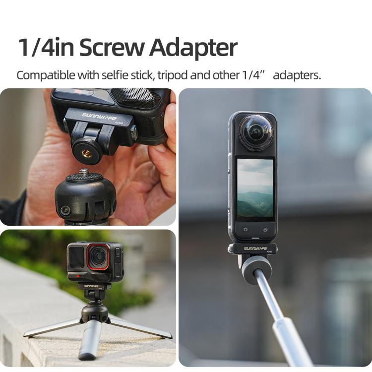 Adaptador de liberación rápida magnético Sunnylife de 1/4" con inclinación ajustable de 180° para palo selfie, compatible con Insta360 X4 Air / X5 / Ace Pro 2 / 1 / Ace., AD136 For Insta360 X4 Air / X5