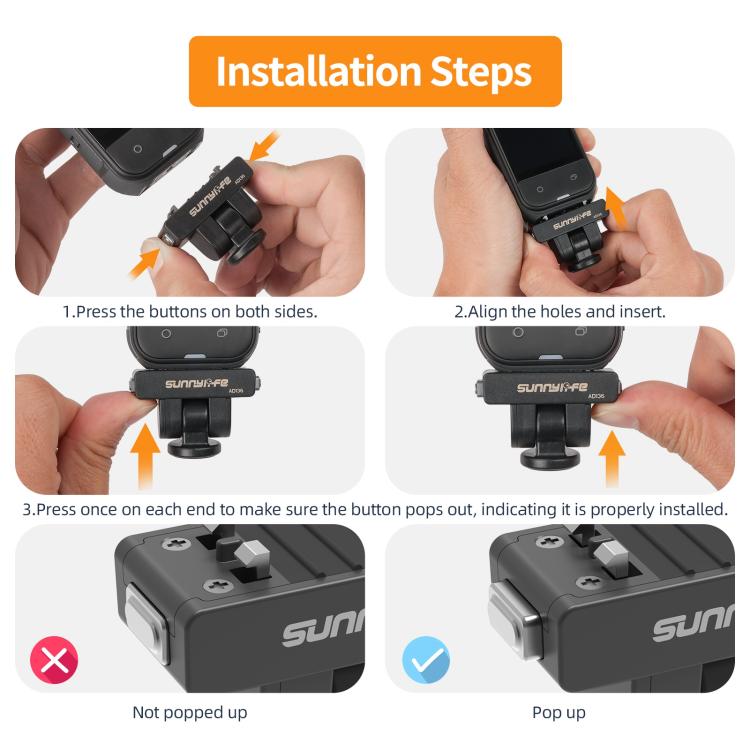 Adaptador de liberación rápida magnético Sunnylife de 1/4" con inclinación ajustable de 180° para palo selfie, compatible con Insta360 X4 Air / X5 / Ace Pro 2 / 1 / Ace., AD136 For Insta360 X4 Air / X5