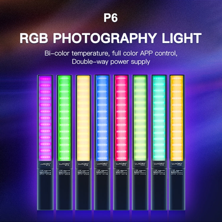 LUXCeO P6 RGB Foto colorida LED Stick Video Light Control de aplicación portátil Luz de relleno LED a todo color, P6