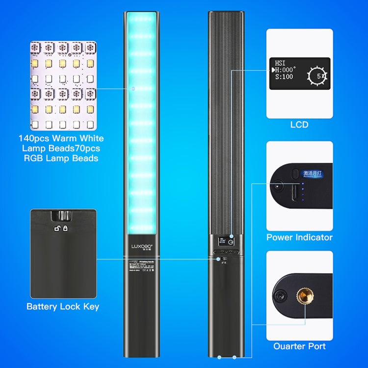 LUXCeO P6 RGB Foto colorida LED Stick Video Light Control de aplicación portátil Luz de relleno LED a todo color, P6