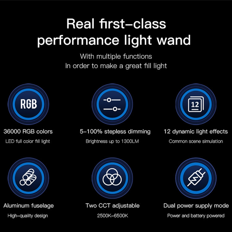 LUXCeO P6 RGB Foto colorida LED Stick Video Light Control de aplicación portátil Luz de relleno LED a todo color, P6