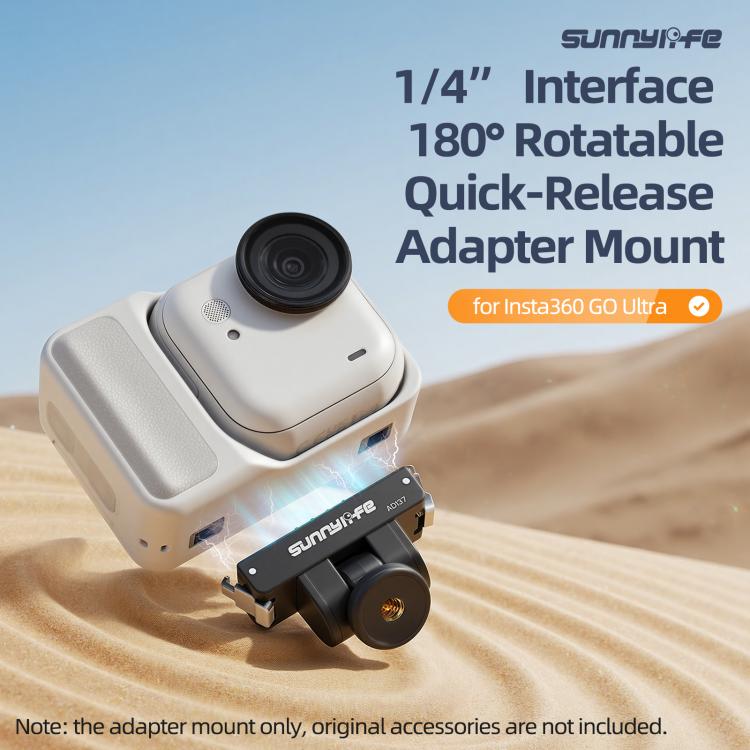Adaptador de liberación rápida magnético Sunnylife para Insta360 GO Ultra, interfaz de 1/4, adaptador de palo selfie con inclinación ajustable de 180°., AD137 For Insta360 GO Ultra