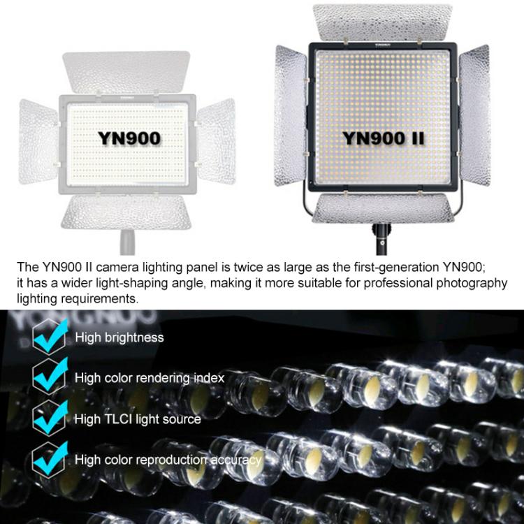 Iluminación LED regulable YONGNUO YN900 II de 900 unidades para estudio, luz de vídeo de 3200-5600 K, YN900 II