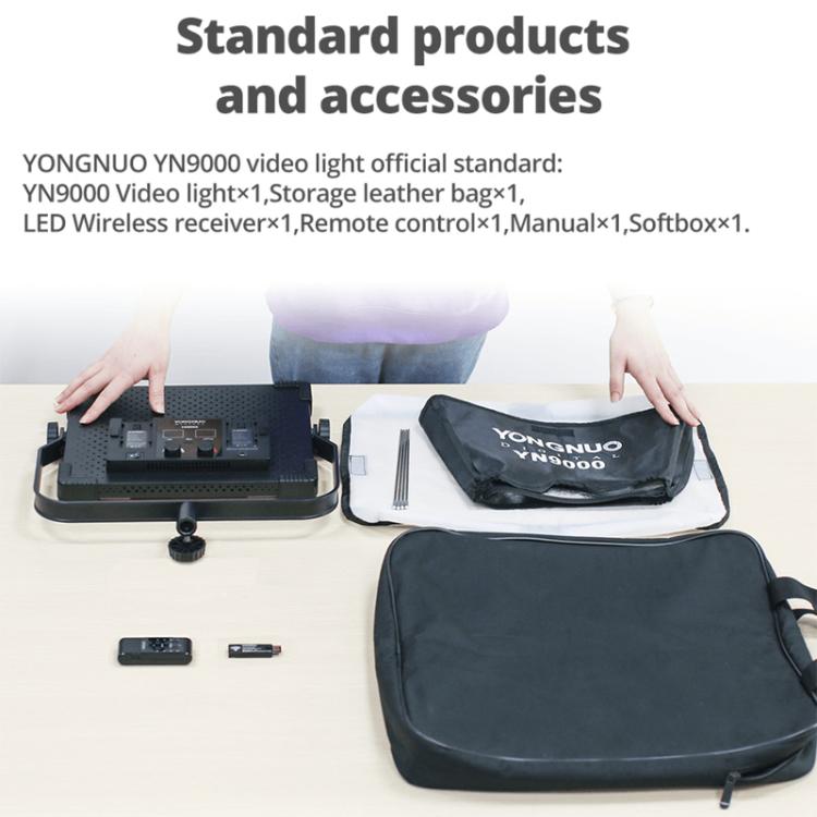 Iluminación LED regulable YONGNUO YN9000 de 900 unidades para estudio, luz de vídeo de 3200-5600 K, YN9000 3200-5600K