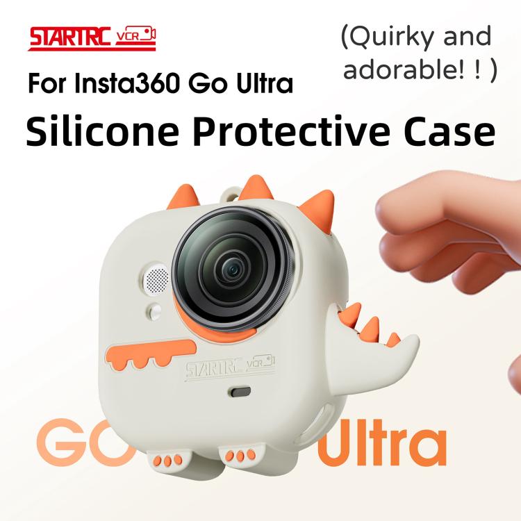 Funda protectora de silicona con diseño de dragón adorable para Insta360 GO Ultra STARTRC con cordón., For Insta360 GO Ultra