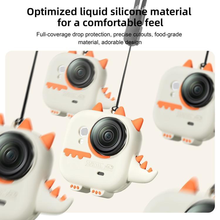 Funda protectora de silicona con diseño de dragón adorable para Insta360 GO Ultra STARTRC con cordón., For Insta360 GO Ultra