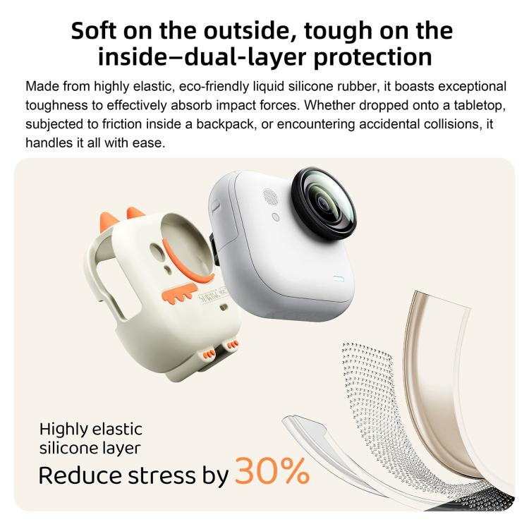 Funda protectora de silicona con diseño de dragón adorable para Insta360 GO Ultra STARTRC con cordón., For Insta360 GO Ultra