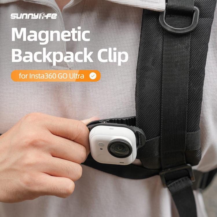 Clip magnético para mochila Sunnylife para cámara de acción Insta360 GO Ultra, soporte vertical-horizontal, For Insta360 GO Ultra Black