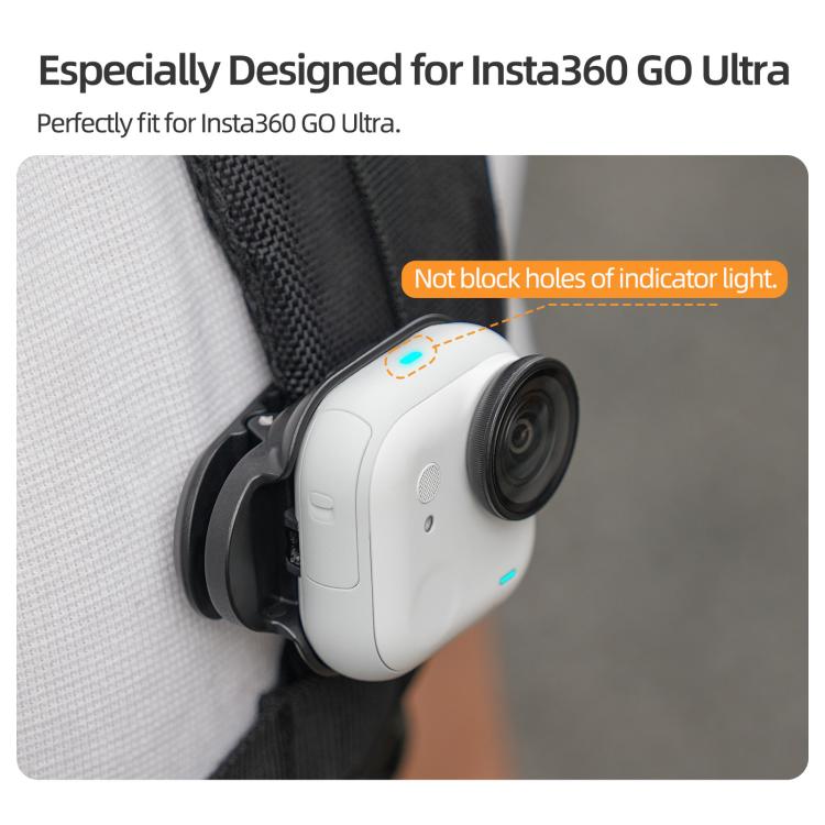 Clip magnético para mochila Sunnylife para cámara de acción Insta360 GO Ultra, soporte vertical-horizontal, For Insta360 GO Ultra Black